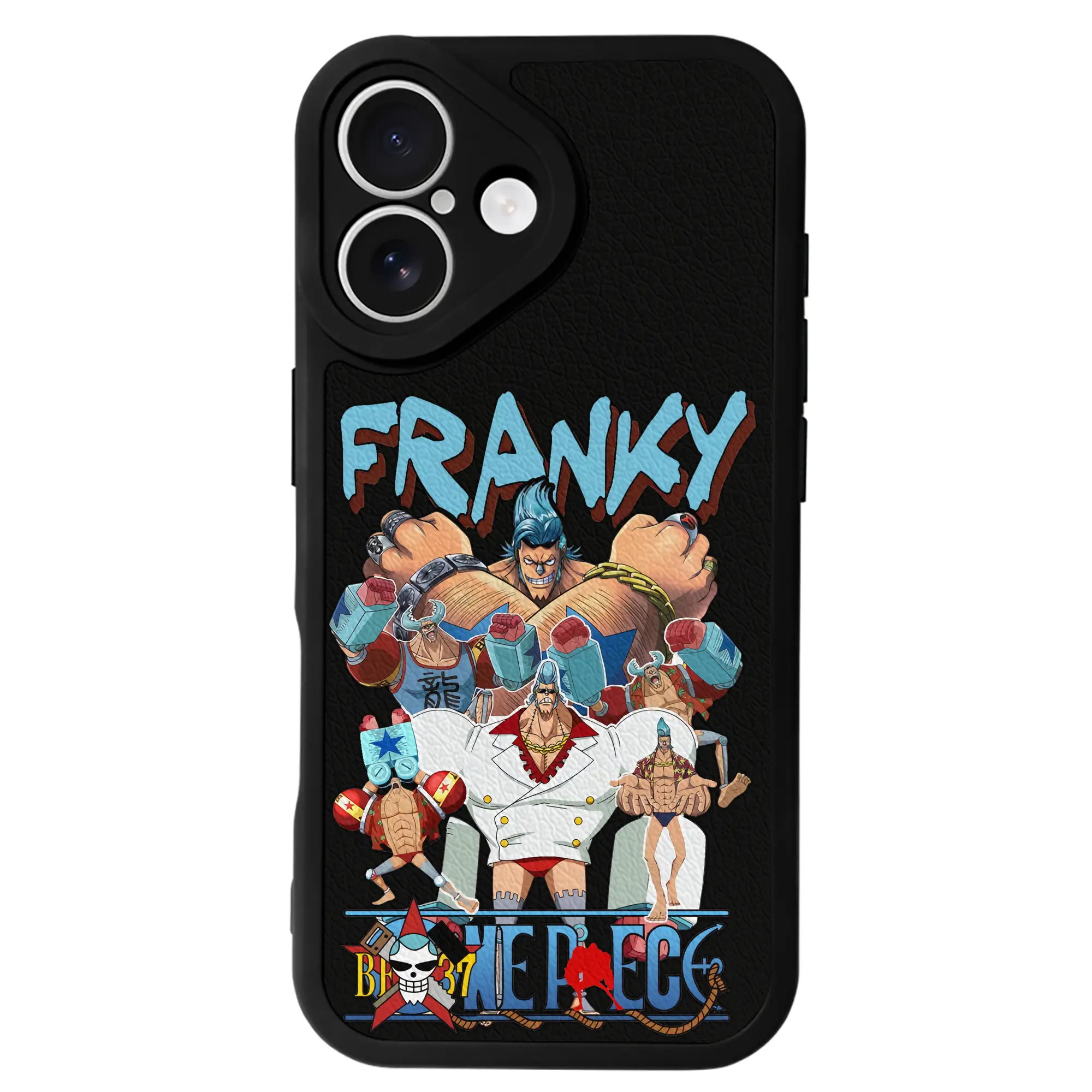 ワンピース グッズ フランキー - IPhone 16シリーズ対応 ・ シリコンスマホケース ・ レザー調 ・ 高精度フィット ・ 耐衝撃 ・ ワイヤレス充電対応 ・ 精密カット